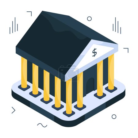 Illustration for Isometric design icon of bank building - Royalty Free Image