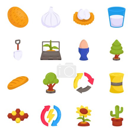 Illustration for Pack of Eco and Nature Flat Icons - Royalty Free Image