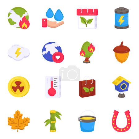 Illustration for Pack of Eco and Farming Flat Icons - Royalty Free Image