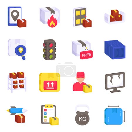 Illustration for Pack of Logistic Flat Icons - Royalty Free Image