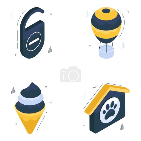 Illustration for Set of Travel and Adventure Isometric Icons - Royalty Free Image