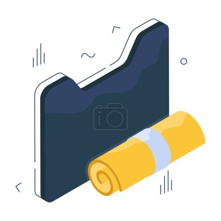 Illustration for Paper with badge, isometric design of degree icon - Royalty Free Image