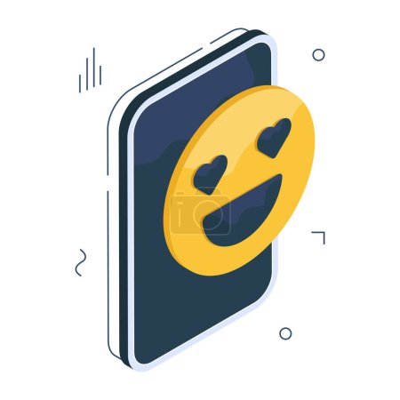 Conceptual isometric design icon of mobile emoji