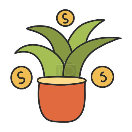 A colored design icon of money plant