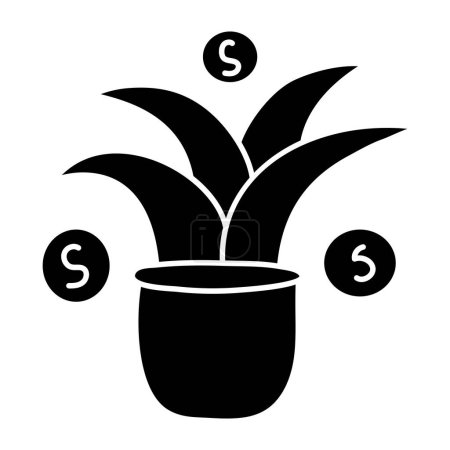 A glyph design icon of money plant