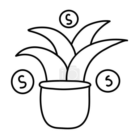 Eine Liniendesign-Ikone der Geldpflanze