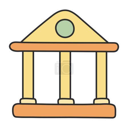 A flat design icon of bank building