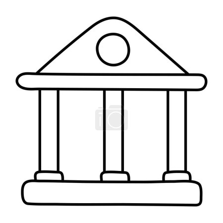 Un icono de diseño lineal del edificio del banco