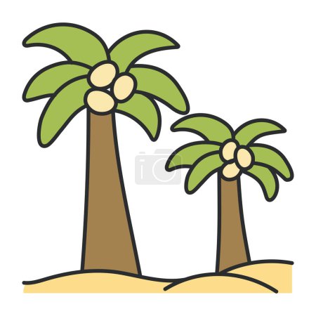 A colored design icon of beach Tree