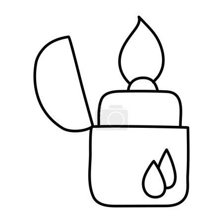 Téléchargez les illustrations : Un design d'icône linéaire de briquet - en licence libre de droit