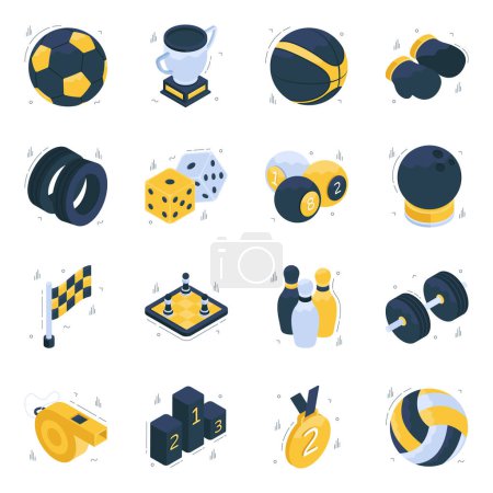 Conjunto de iconos isométricos deportivos 