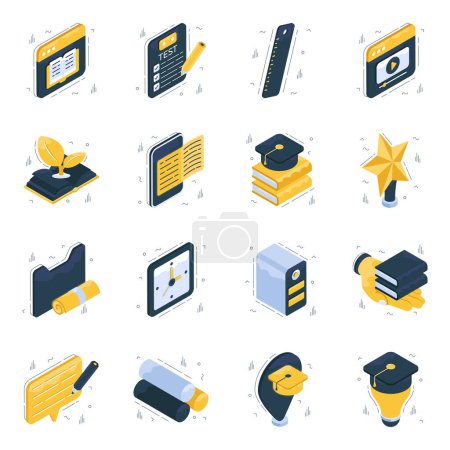 Pack of Education, Learning and Study Isometric Icons