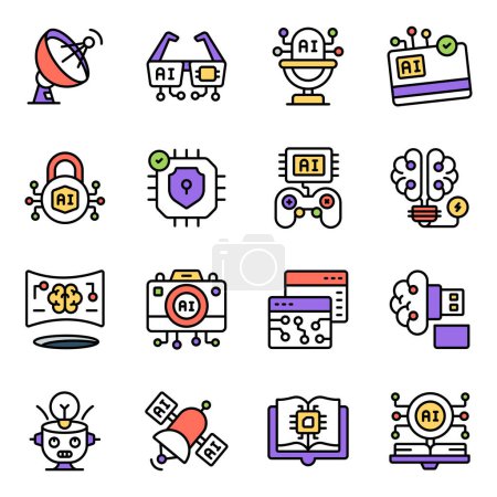 Conjunto de iconos planos de tecnología
 
