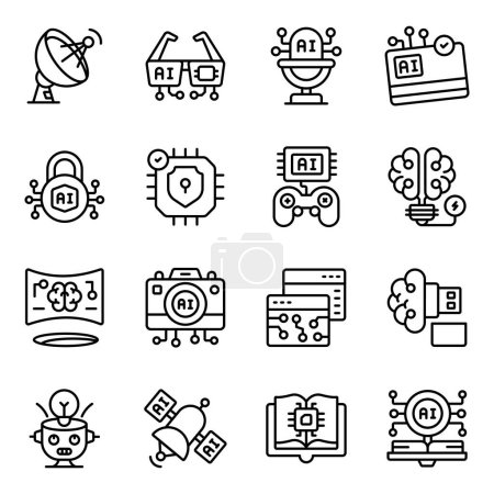 Conjunto de iconos lineales de tecnología 
