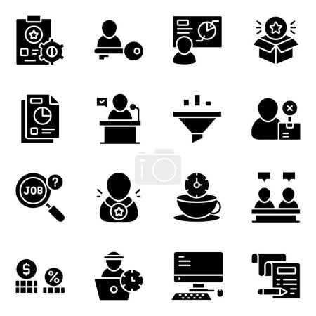Set of Business and Finance Solid Icons 