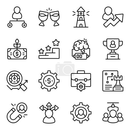 Ilustración de Conjunto de iconos lineales económicos - Imagen libre de derechos