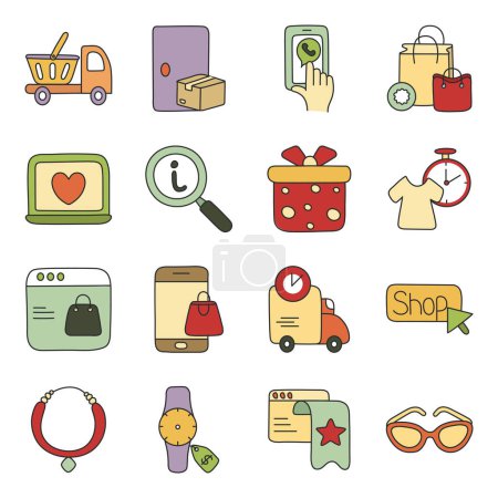 Pack of Online Shopping Flat Icon
