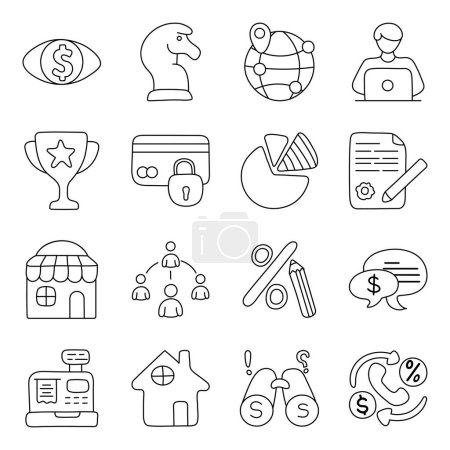 Set of Business and Finance Linear Icons 