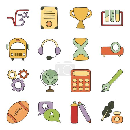 Pack Of Education Accessories Flat Icon