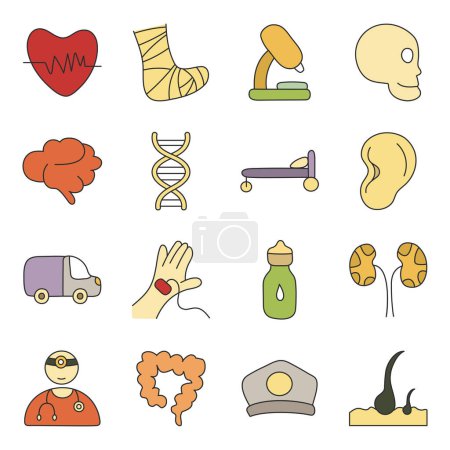 Illustration for Set of Medical and Healthcare Flat Icons - Royalty Free Image