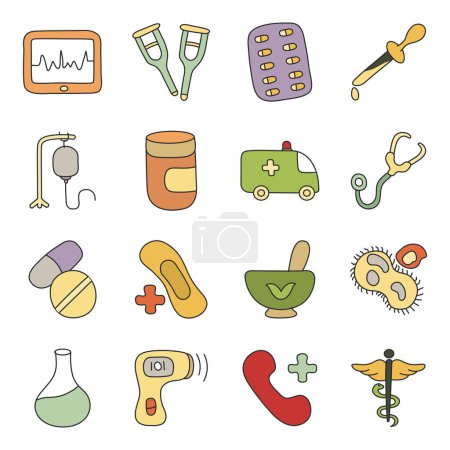 Illustration for Set of Medical Flat Icons - Royalty Free Image