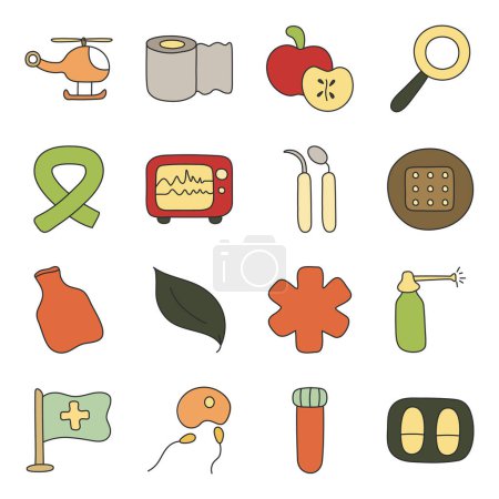Set von pharmazeutischen Flachbild-Symbolen