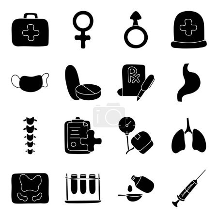 Conjunto de iconos sólidos para la atención sanitaria
