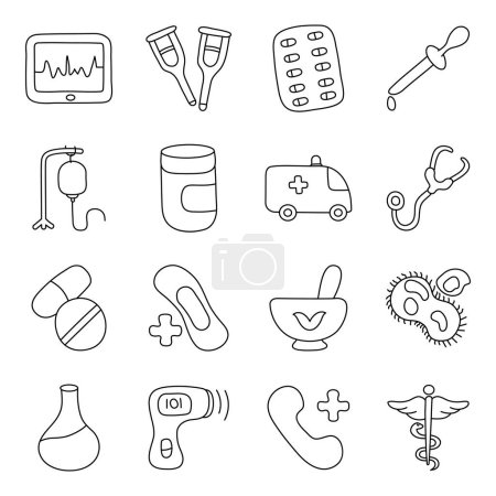 Illustration for Set of Medical Linear Icons - Royalty Free Image