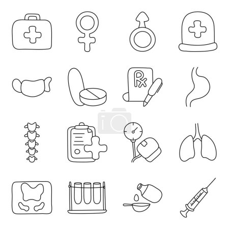 Ensemble d'icônes linéaires de soins de santé