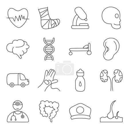 Illustration for Set of Medical and Healthcare Linear Icons - Royalty Free Image