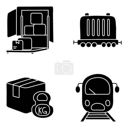 Set of Parcels Solid Icons 