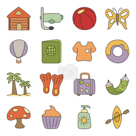 Illustration for Pack Of Summer And Beach Flat Icon - Royalty Free Image
