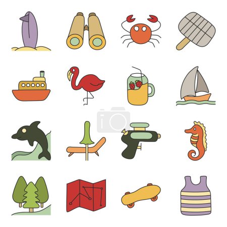 Pack Of Travel And Beach Flat Icon