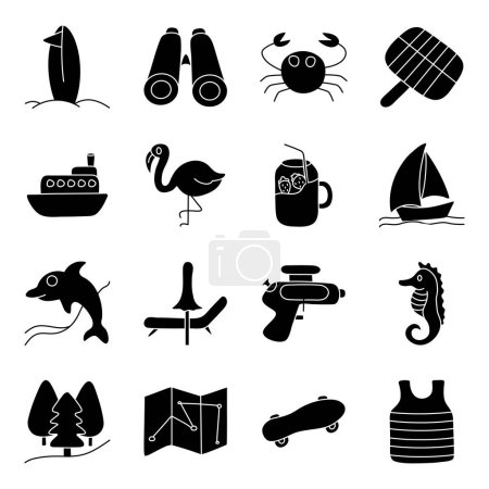 Pack Of Travel And Beach solid Icon