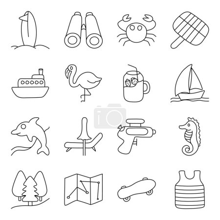 Pack Of Travel And Beach linear Icon