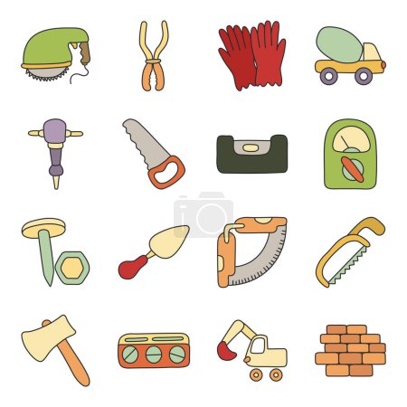 Set of Technical Tools Flat Icons