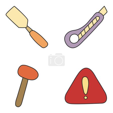 Set of Tools and Equipment Flat Icons