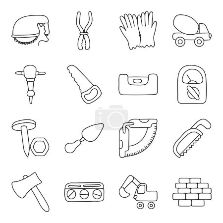 Set of Technical Tools Linear Icons