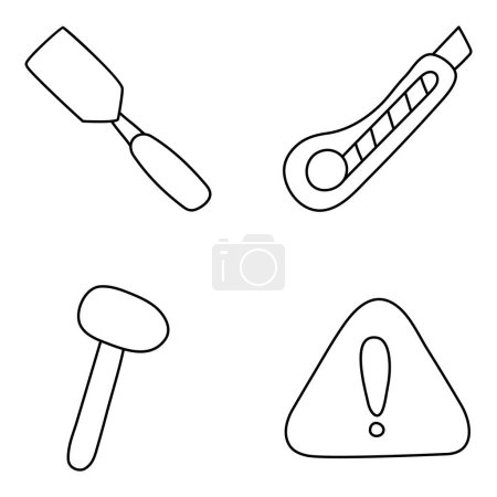 Set of Tools and Equipment Linear Icons