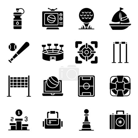 Illustration for Set of Sports Instruments Solid Icons - Royalty Free Image