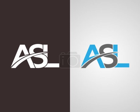 Illustration for ASL Letter Logo Design Concept Minimal Initial Vector Template. - Royalty Free Image