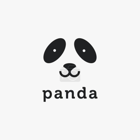 Cute minimalist Panda face Logo Icon vector template on white background