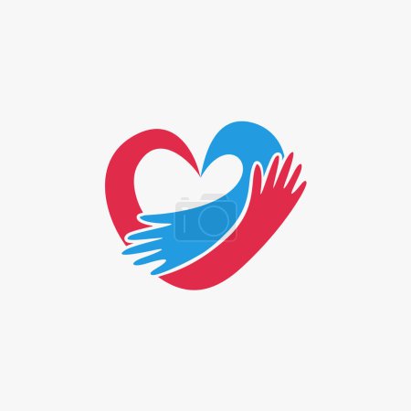 Ilustración de Abrazo romántico una plantilla de vector icono de logotipo de corazón sobre fondo blanco - Imagen libre de derechos