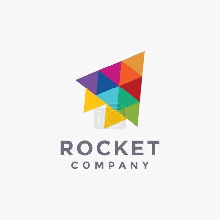 Illustration for Abstract colorful triangle rocket logo icon vector template on white background - Royalty Free Image