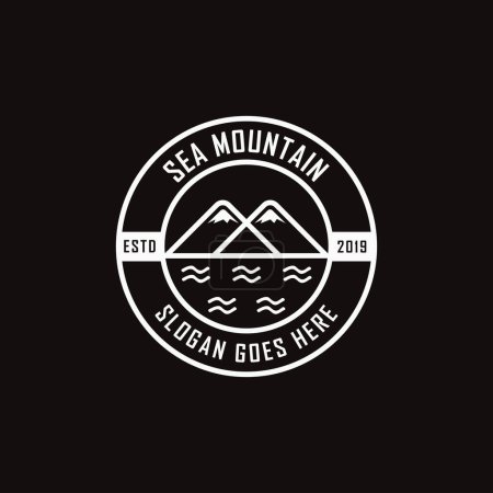 Téléchargez les illustrations : Moderne vintage Mer et montagne paysage logo vecteur - en licence libre de droit