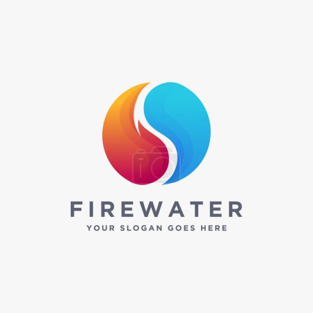 Illustration for Modern geometric energy water and fire logo icon vector template on white background - Royalty Free Image