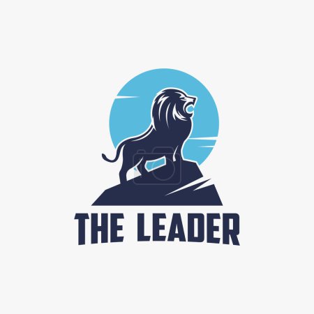 Illustration for The Lion on peak logo, leader on the top logo icon - Royalty Free Image