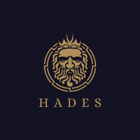 Illustration for Hades God logo icon illustration vector on dark background, Pluto god logo, orkus logo - Royalty Free Image