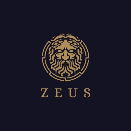 Illustration for Zeus God logo icon illustration vector on dark background, Lopiter logo, jupiter logo - Royalty Free Image