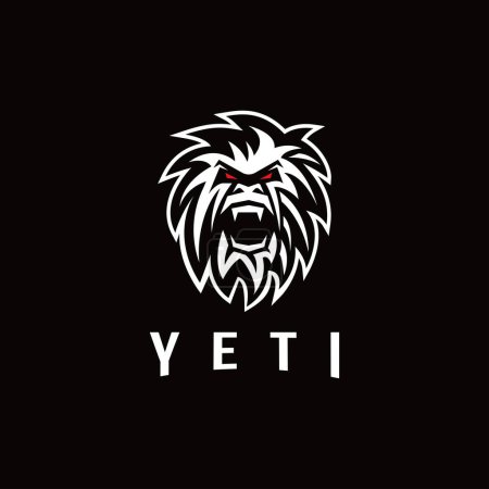 Illustration for Aggressive powerful Giant Yeti logo icon vector illustration on black background - Royalty Free Image